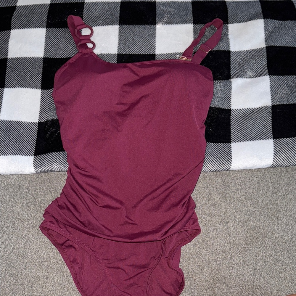 Anne Cole Burgundy One Piece Swimsuit
